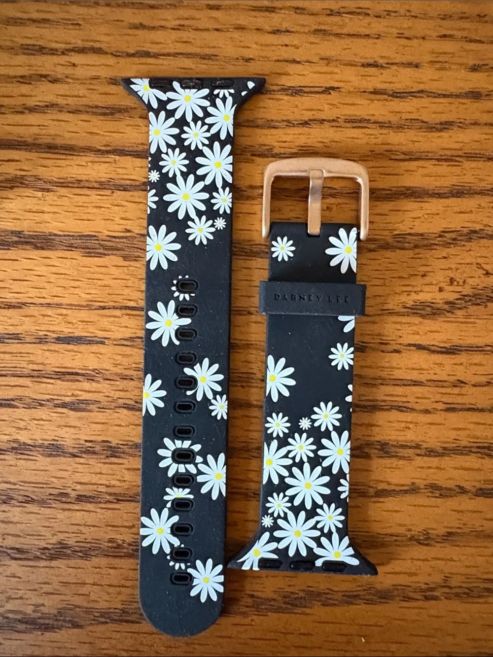 Dabney Lee Black Daisy Silicone Watch Band with Gold Buckle